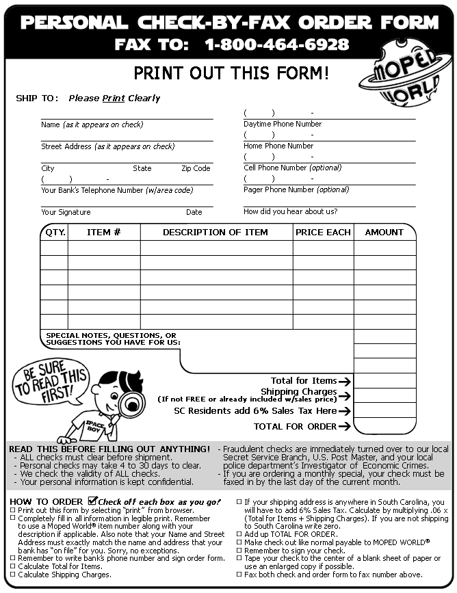 [MOPED WORLD CHECK-BY-FAX ORDER FORM]